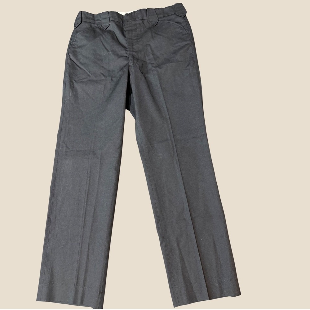 Vintage Koratron Black Western Trousers Keystone Loops Flap Pockets 33x27.5